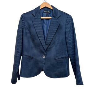 Lafayette 148 New York Petite Navy Pinstripe Blazer - Size 10P